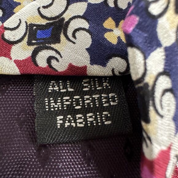 Paolo Rossi Designer Collection Neck Tie Pure Silk White w/Purple/Red Preppy - Picture 3 of 10